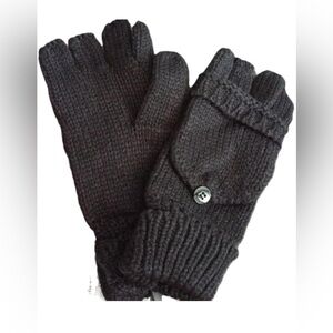 West Loop Womens Black Knit Fingerless or Full Mitten Gloves (exchangeable). New